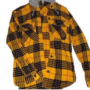 h&m divided plaid flannel jacket grey hoodie